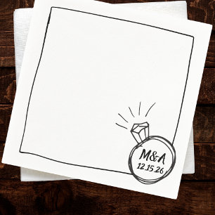 Serviette En Papier Partie d'engagement Mariage minimaliste à anneaux 