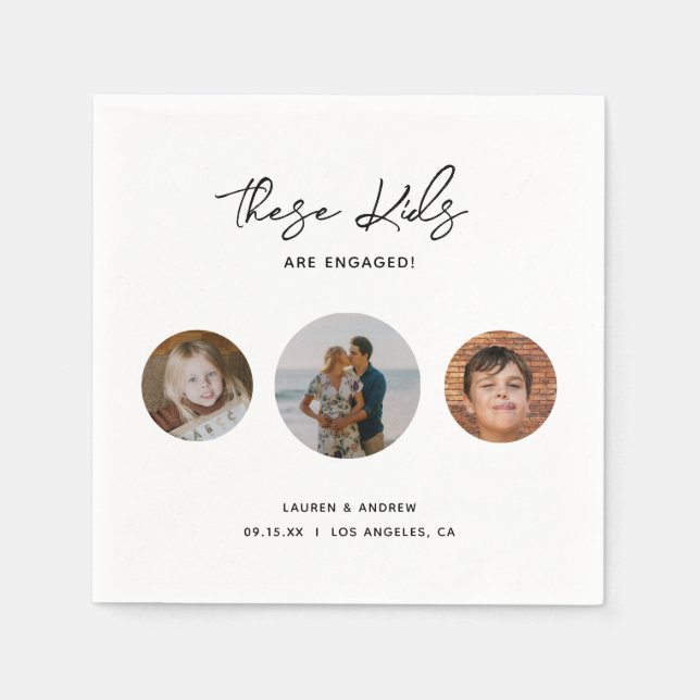 Serviette En Papier Partie d'engagement photo pour enfants amusante mo (Devant)