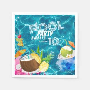 Serviette En Papier Partie du pool   Fête d'anniversaire tropicale