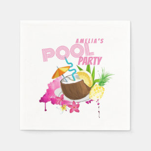 Serviette En Papier Partie du pool   Fête d'anniversaire tropicale