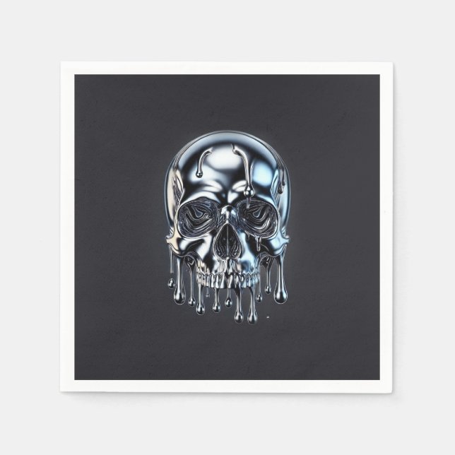 Serviette En Papier Partie Halloween Chrome Liquide Silver Driver Crân (Devant)