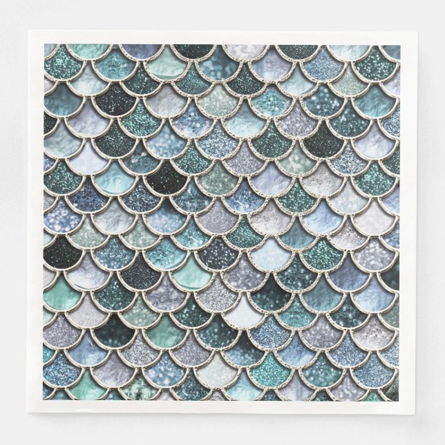 Serviette En Papier Parties scintillant à huile métallique argent Merm (Devant)