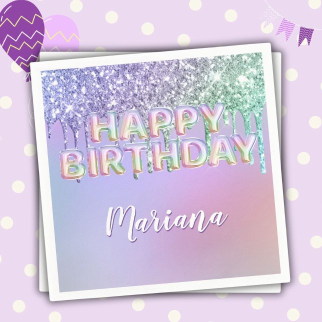 Serviette En Papier Parties scintillant arc-en-ciel gouttes Fille fête (Créateur téléchargé)