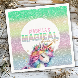 Serviette En Papier Parties scintillant arc-en-ciel licorne magique Pl