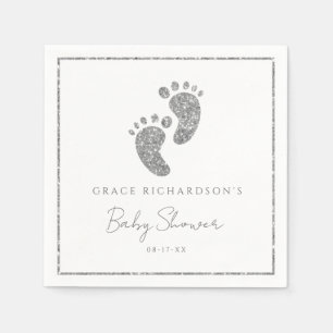 Serviette En Papier Parties scintillant Argent Pieds bébé Baby shower