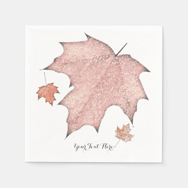 Serviette En Papier Parties scintillant Automne Feuilles Hiver Golden  (Devant)