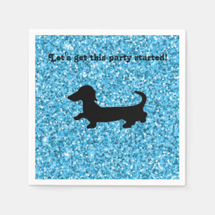 Serviette En Papier Parties scintillant bleue Dachshund Papier serviet