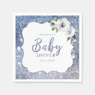 Serviette En Papier Parties scintillant bleue étincelante et baby show