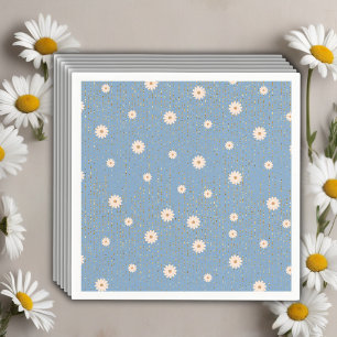 Serviette En Papier Parties scintillant bleue Golden Daisy Baby shower