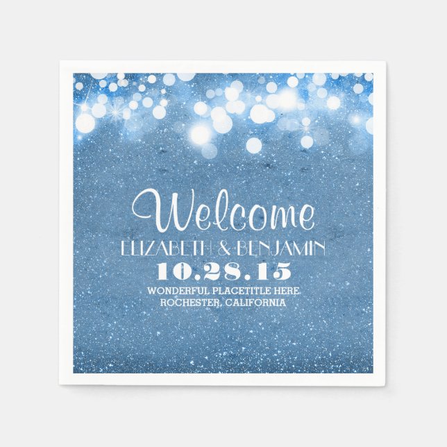 Serviette En Papier parties scintillant bleue lumières mariage serviet (Devant)