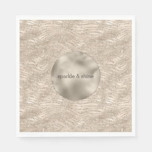 Serviette En Papier Parties scintillant Champagne d'or Zebra Imprimer