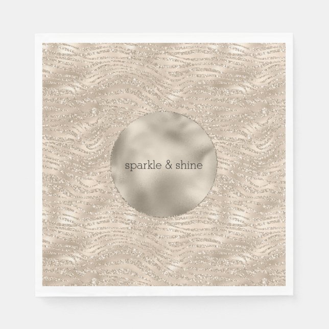 Serviette En Papier Parties scintillant Champagne d'or Zebra Imprimer  (Devant)