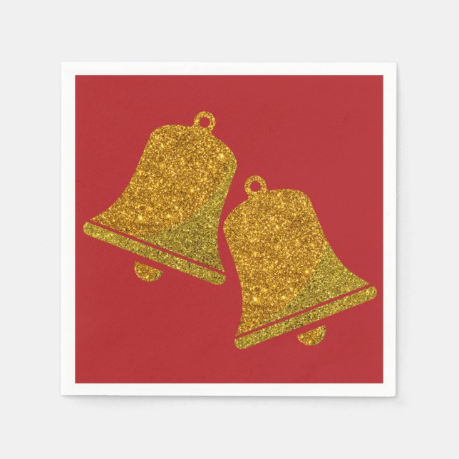 Serviette En Papier Parties scintillant Christmas Bells Napkins (Devant)
