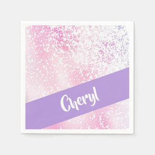 Serviette En Papier Parties scintillant claire violette, rose et blanc