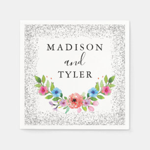 Serviette En Papier Parties scintillant d'argent étincelles Aquarelle 