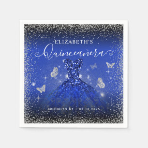 Serviette En Papier Parties scintillant d'argent Royal Blue élégant Go