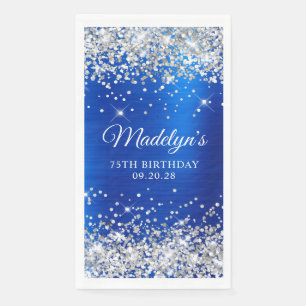 Serviette En Papier Parties scintillant d'argent Royal Blue Foil 75e a