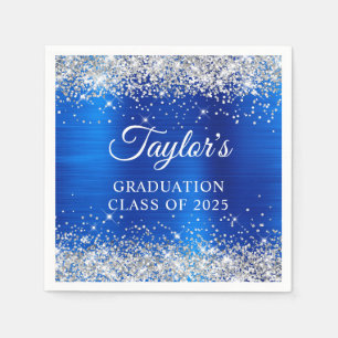 Serviette En Papier Parties scintillant d'argent Royal Blue Foil Gradu
