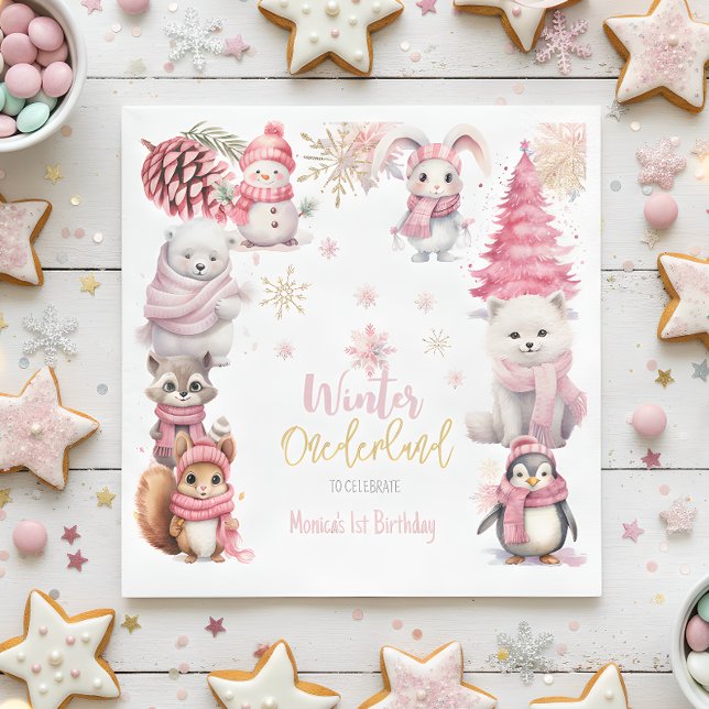 Serviette En Papier Parties scintillant de neige de l'hiver onederland (Créateur téléchargé)