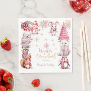 Serviette En Papier Parties scintillant de neige de l'hiver onederland
