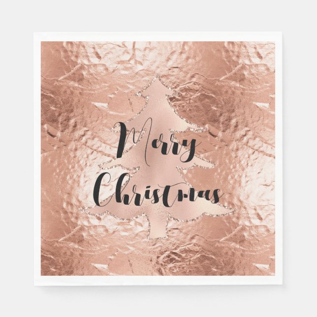 Serviette En Papier Parties scintillant de Noël rose Gold Glam (Devant)