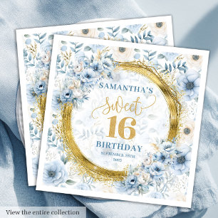 Serviette En Papier Parties scintillant de Sweet sixteen bleu clair pe