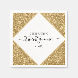 Serviette En Papier Parties scintillant d'or 21e anniversaire Joyeux f