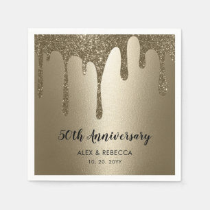 Serviette En Papier Parties scintillant d'or 50e anniversaire Mariage