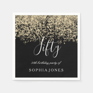 Serviette En Papier Parties scintillant d'or Confetti Black 50e annive
