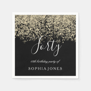Serviette En Papier Parties scintillant d'or Confetti Black fête de 40