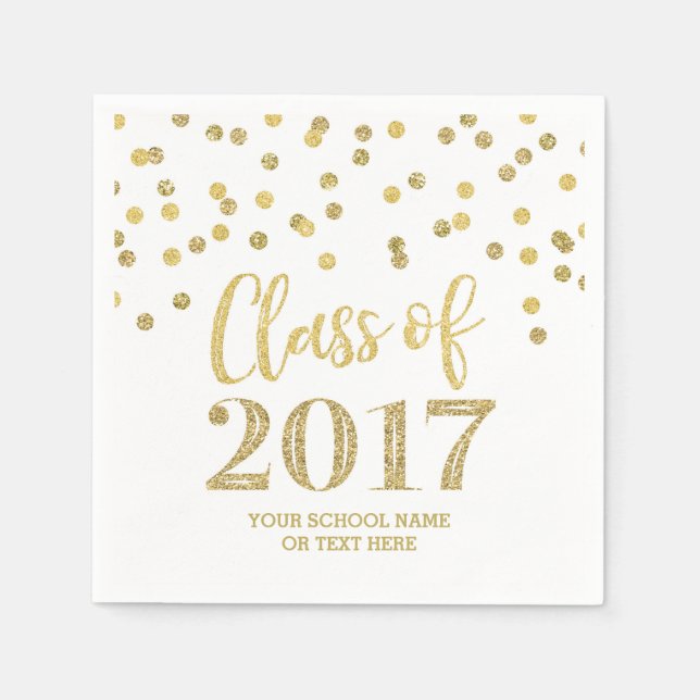 Serviette En Papier Parties scintillant d'or Confetti Classe de 2017 G (Devant)