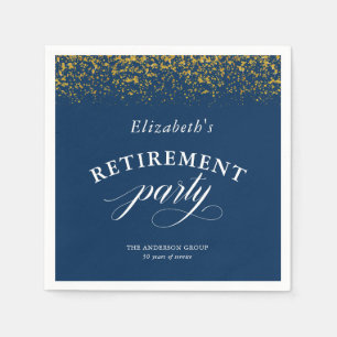 Serviette En Papier Parties scintillant d'or du Parti de la retraite -