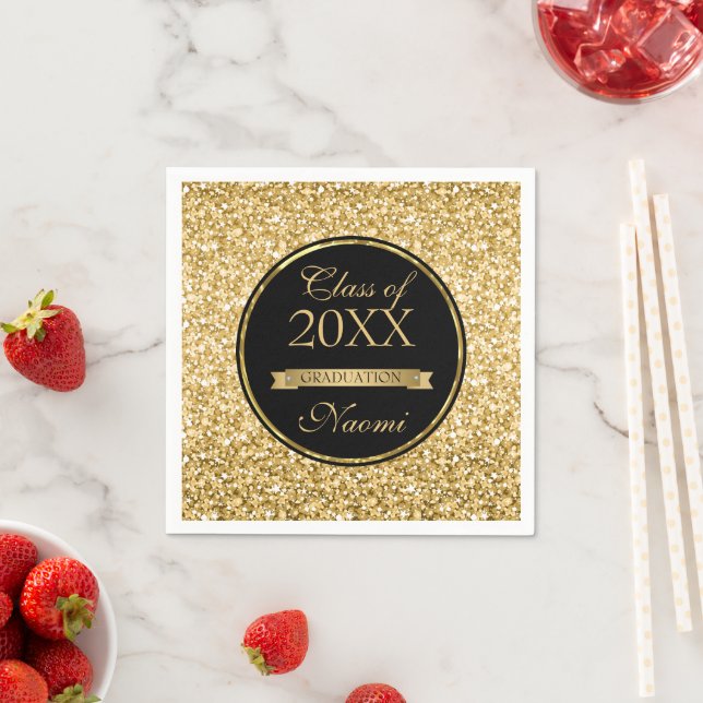 Serviette En Papier Parties scintillant D'Or Et Ruban (En situation)