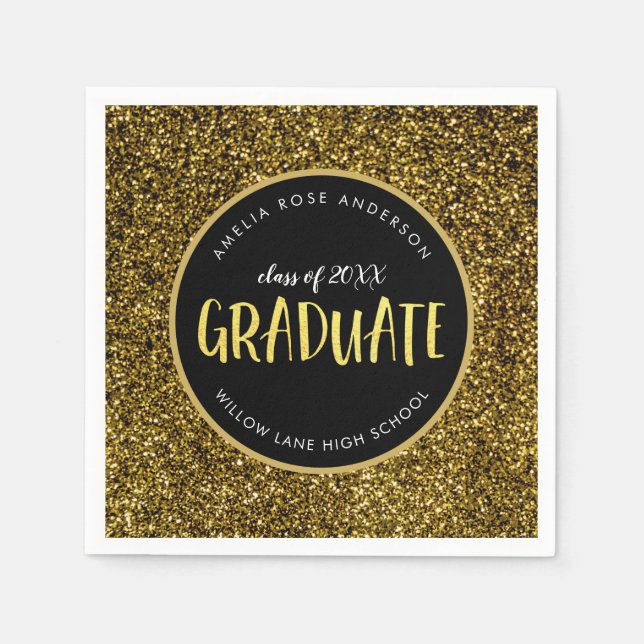 Serviette En Papier Parties scintillant d'or Faux Graduate Graduate (Devant)
