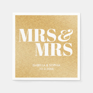 Serviette En Papier Parties scintillant d'or Mme & Mme Bride Mariage p