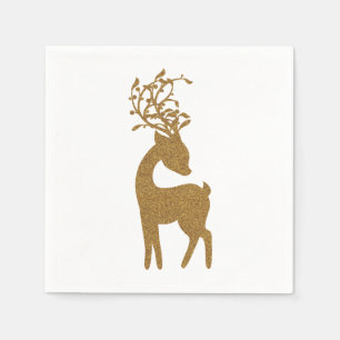 Serviette En Papier Parties scintillant d'or Noël Reindeer