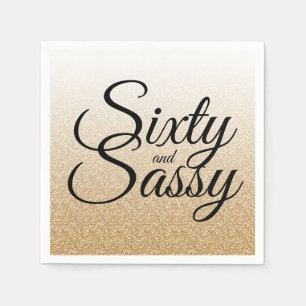 Serviette En Papier Parties scintillant d'or Ombre 60 et Sassy 60e ann