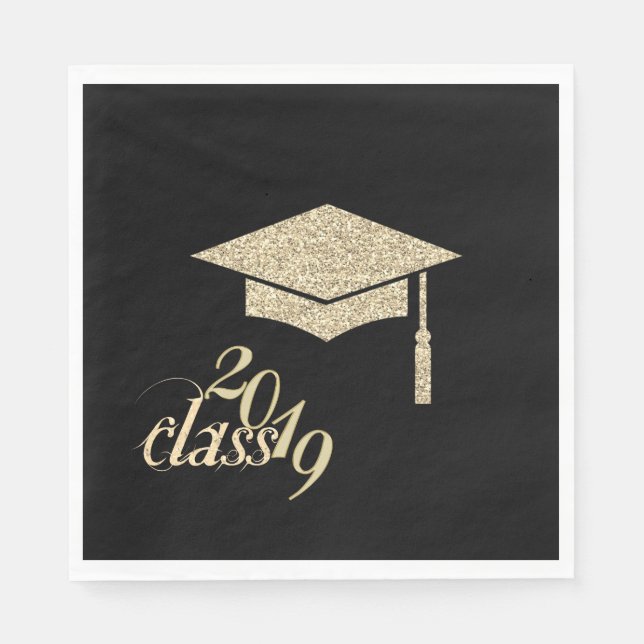 Serviette En Papier Parties scintillant d'or - Plafond de graduation,  (Devant)