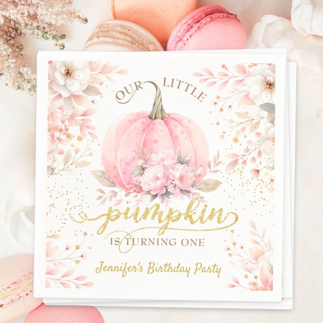 Serviette En Papier Parties scintillant d'or Rose Floral fille Citroui (Créateur téléchargé)