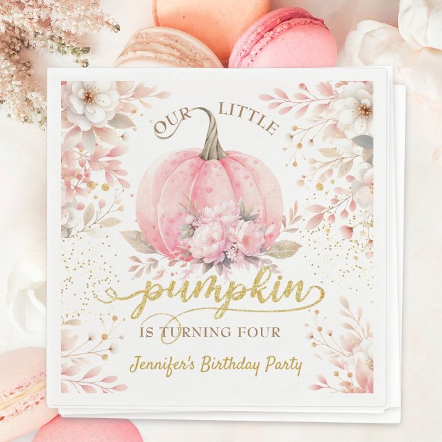 Serviette En Papier Parties scintillant d'or Rose Floral Girl Citrouil (Créateur téléchargé)