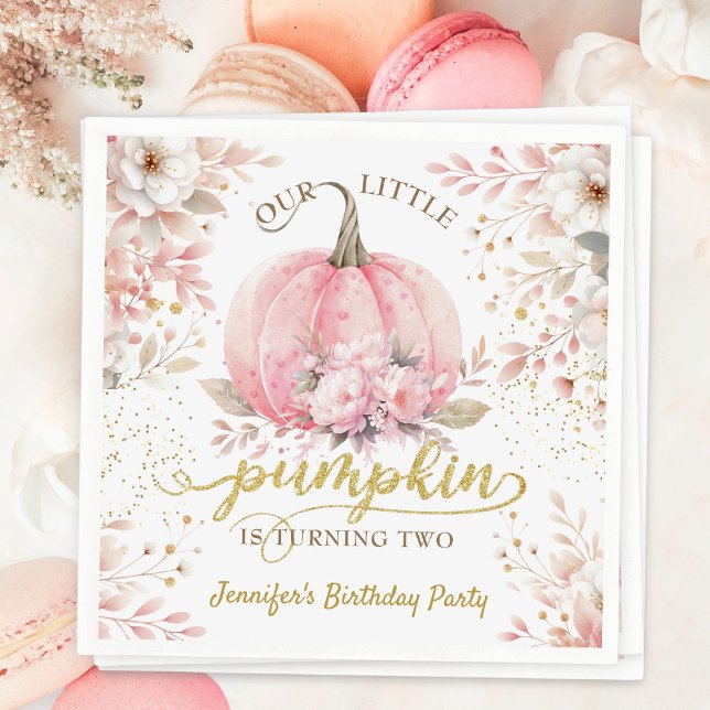 Serviette En Papier Parties scintillant d'or Rose Floral Girl Citrouil (Créateur téléchargé)