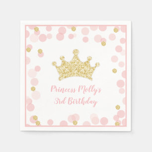 Serviette En Papier Parties scintillant d'or rose princesse
