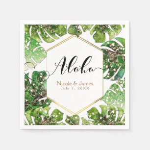 Serviette En Papier Parties scintillant d'or Sparkle Glam Tropical Feu