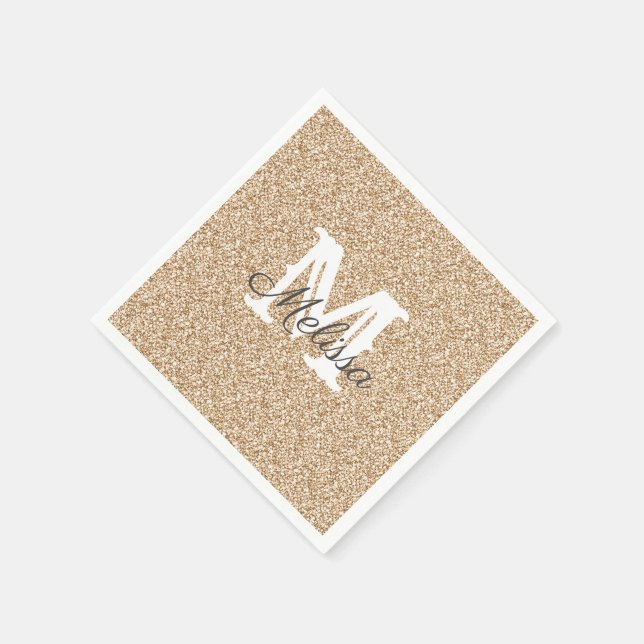 Serviette En Papier Parties scintillant d'or Sunset & Étincelle Monogr (Coin)