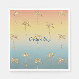 Serviette En Papier Parties scintillant d'or Sunset Palm Trees