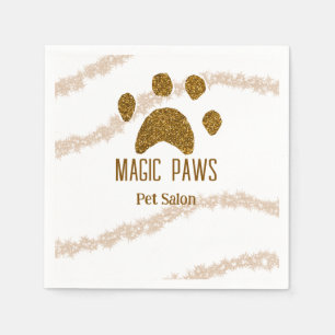 Serviette En Papier Parties scintillant dorée pattes animal salon ajou