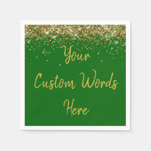 Serviette En Papier Parties scintillant Emerald Green & Gold personnal