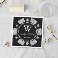 Parties scintillant en argent Monogram Poker Chip 
