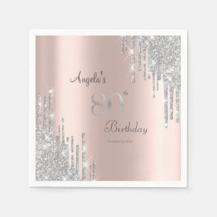 Serviette En Papier Parties scintillant en argent Rose Gold 80e