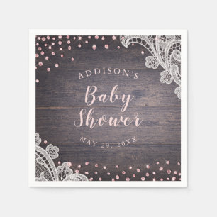 Serviette En Papier Parties scintillant en dentelle rousse baby shower